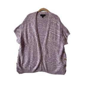 Lane Bryant Purple Short Sleeve Side Button‎ Slit Open Front Cardigan Plus 18/20